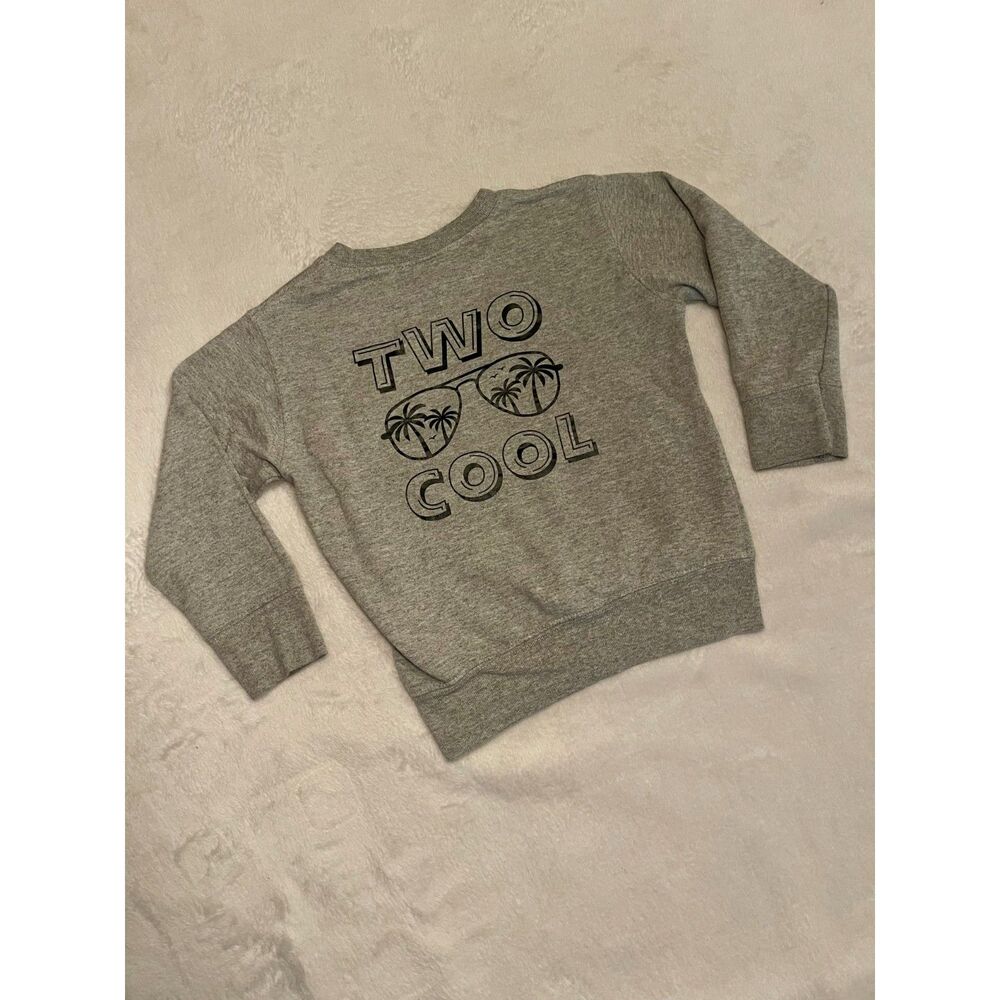 Toddler Two Cool Palm Tree Sunglasses Graphic Crewneck Sweatshirt Gray Size 2T